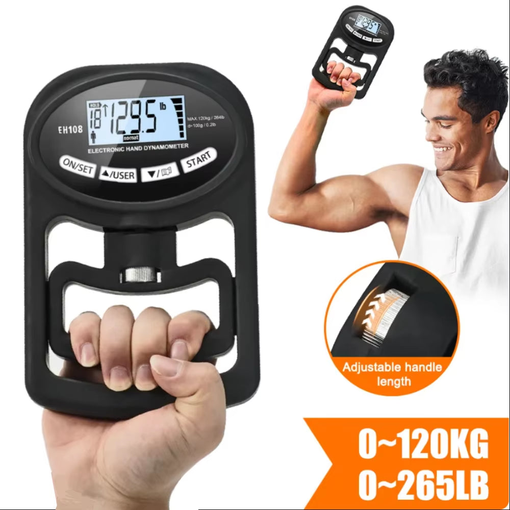 Grip Strength Tester 265Lbs/120Kg Digital Hand Dynamometer Grip Strength Meter USB LCD Screen Hand Grip for Power Training Sport